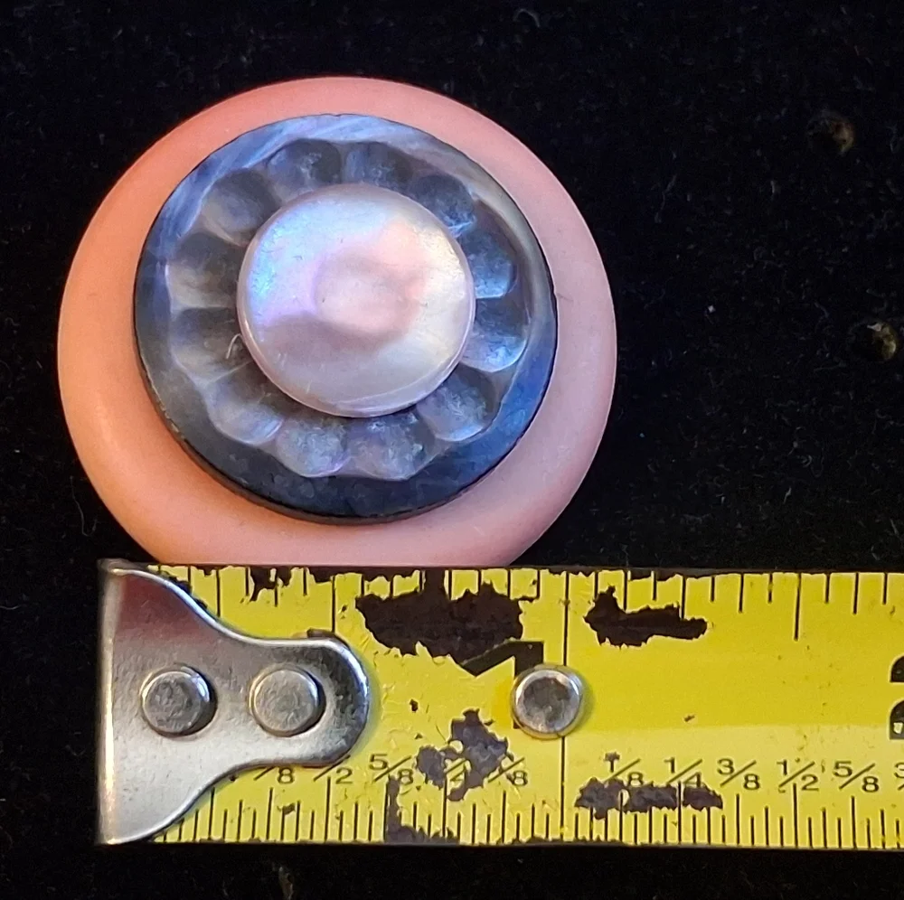 Vintage Pink Button Style Brooch